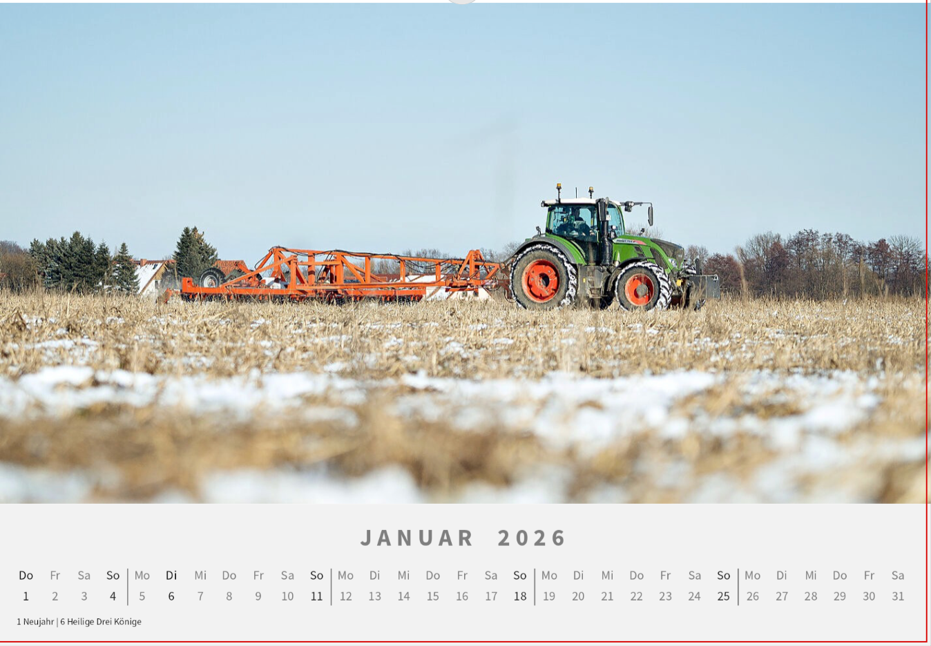 Landwirtschafts Kalender 2026